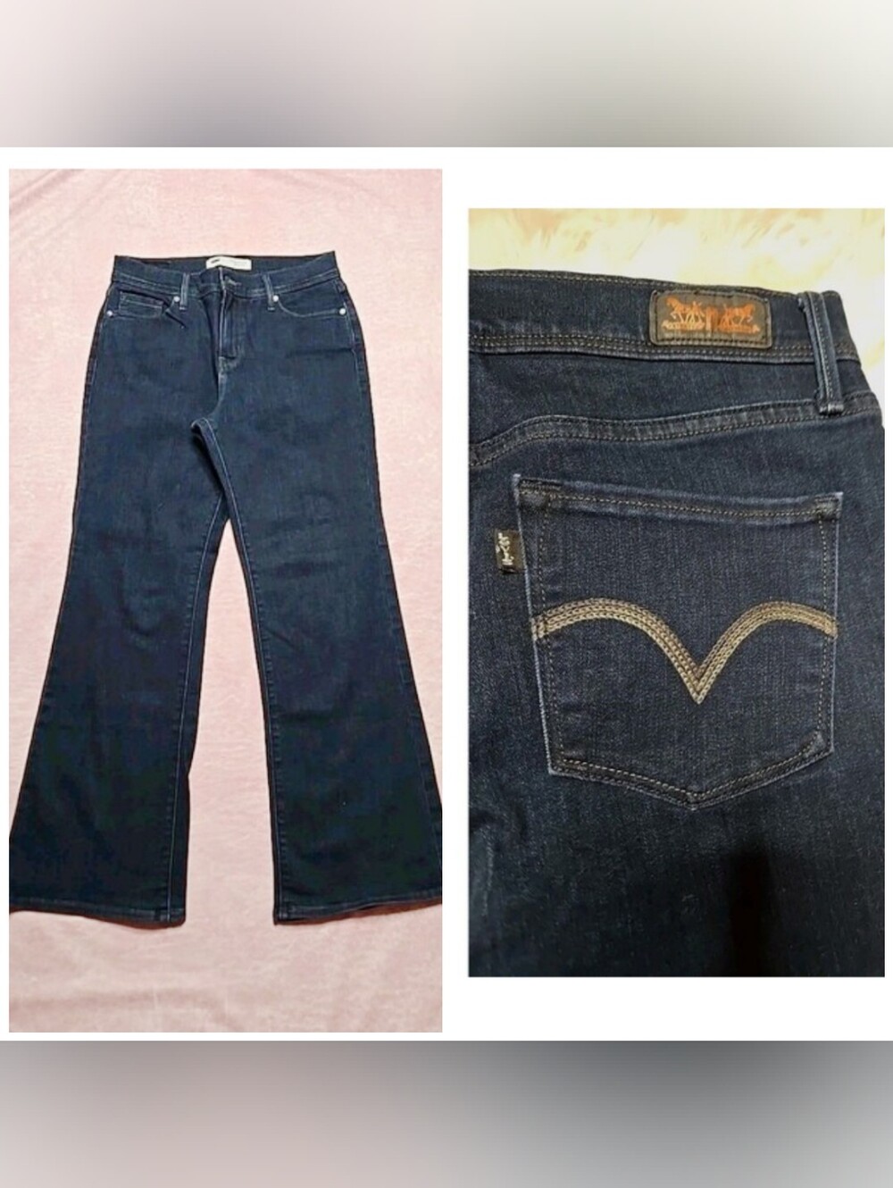 Levi's 512 Perfectly Slimming Dark Wash Denim Stretch Bootcut Jeans Size 8 29x29